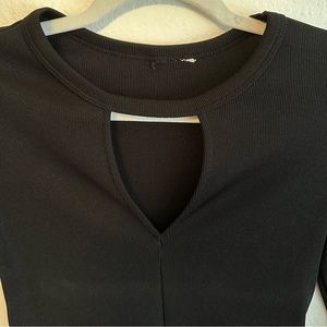 H&M BLACK CUT OUT RIBBED LONG SLEEVE